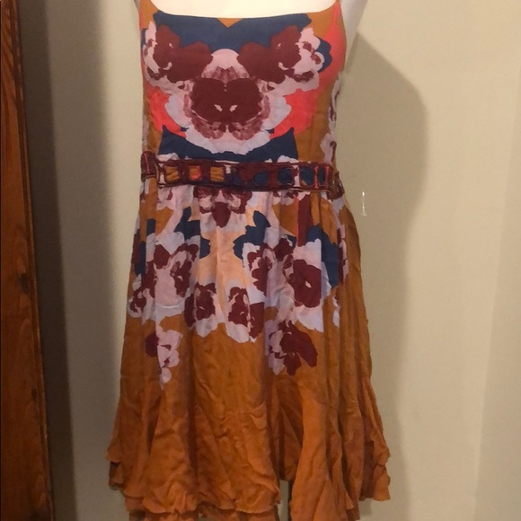 Free People Boho orange Sweet Lucy flowy dress NEW - Picture 3 of 7